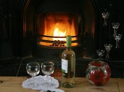 open fire with wine